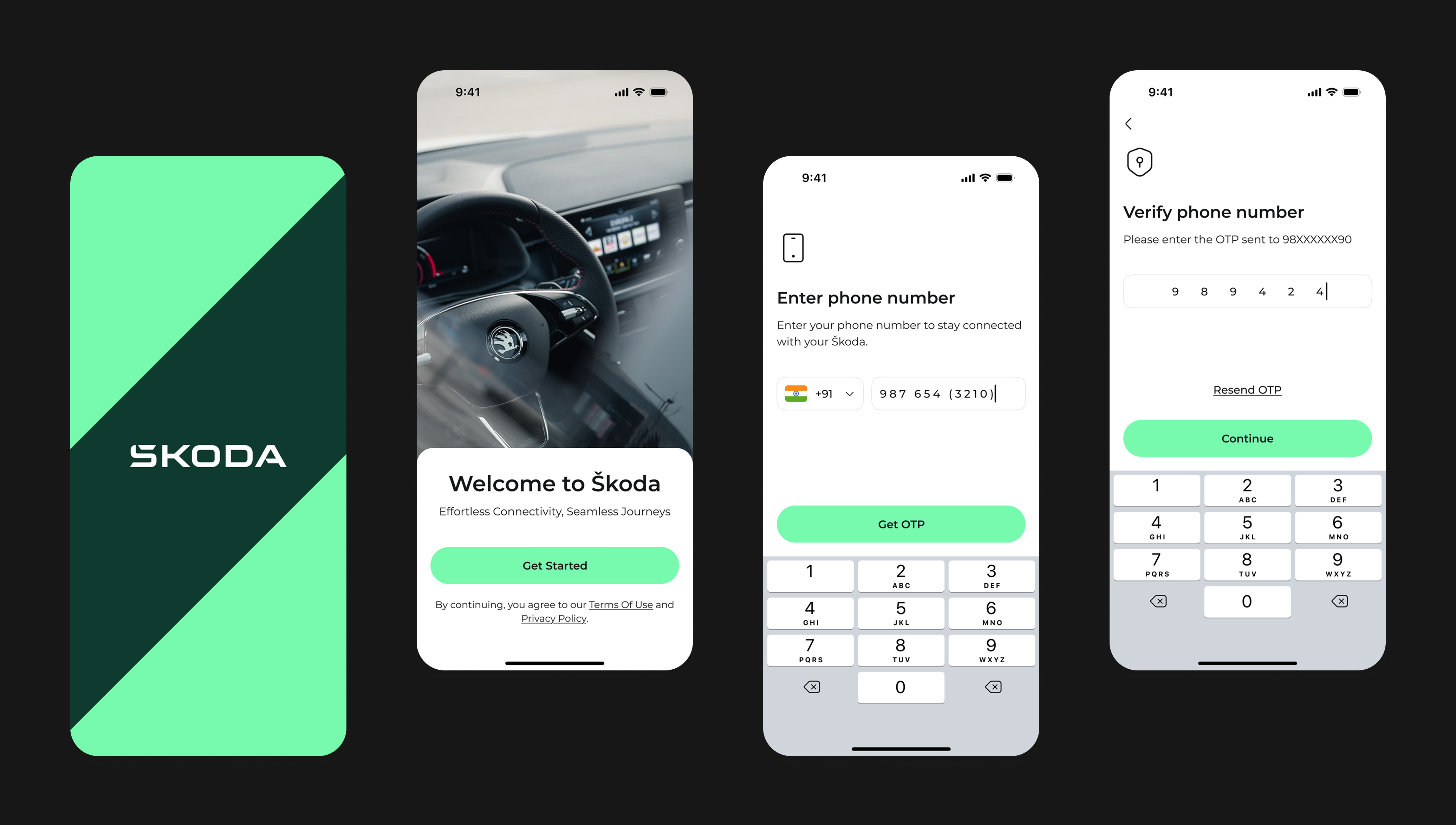 Škoda Onboarding Screens