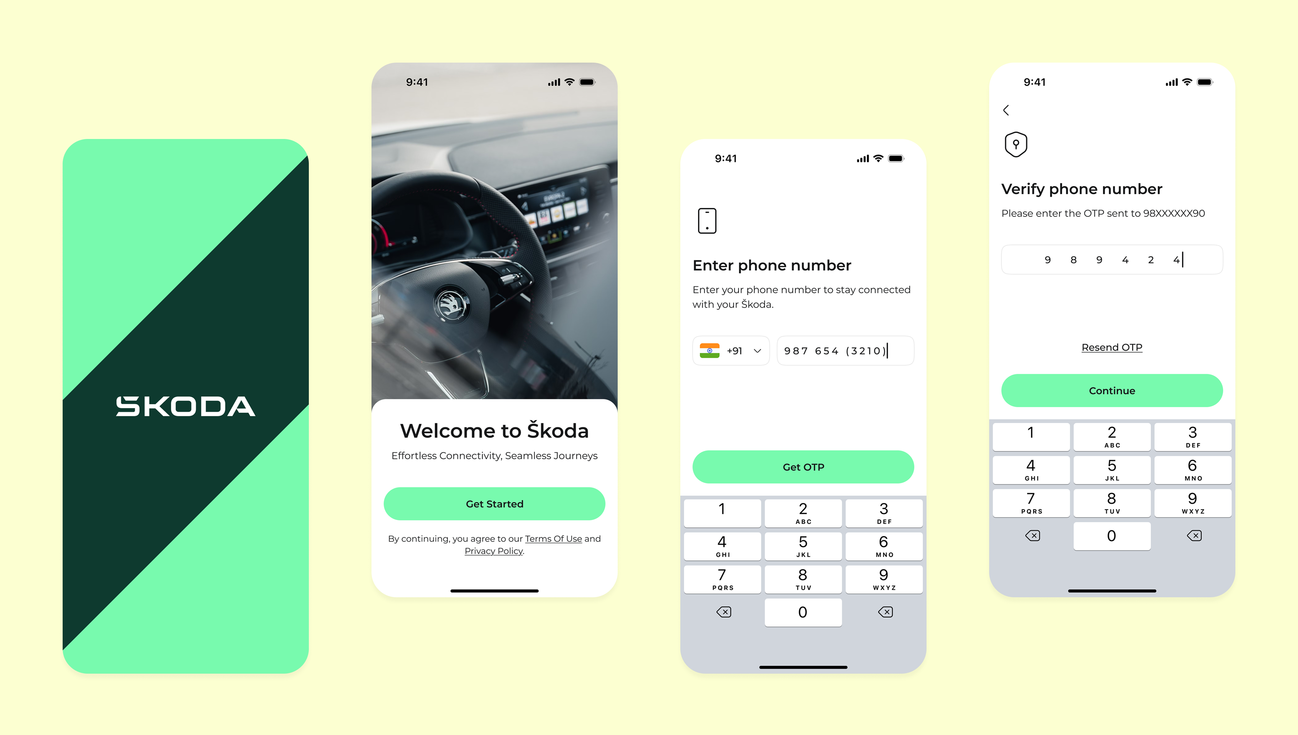 Škoda Onboarding Screens